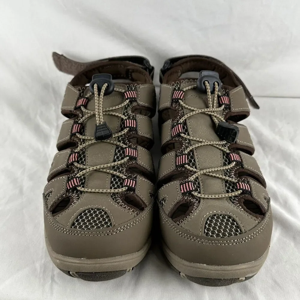 Eddie Bauer Womens Leather Sandals Hiking Walking Sport Blakely Brown Tan Pink 9